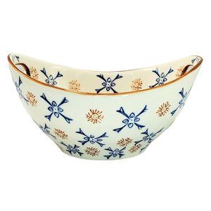 Temptations Atomic Flower Oval Vegetable Serving Bowl Blue/Gold/Ivory